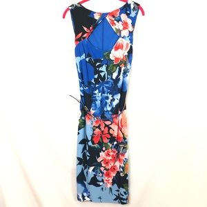 CACHE Dress blue Floral belted